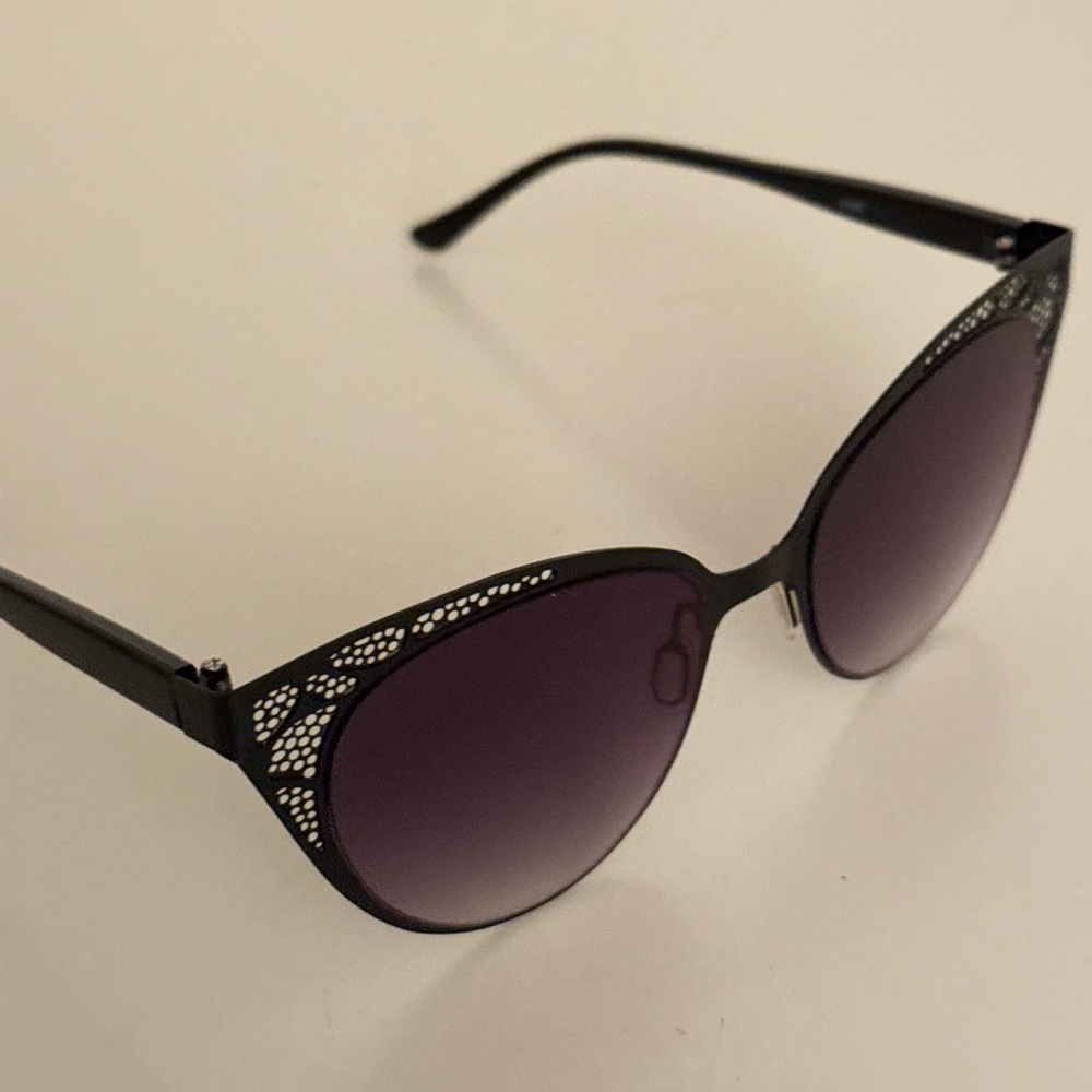 Cateye black metal stainless steel unique sunglasses sunnies revolve clothing